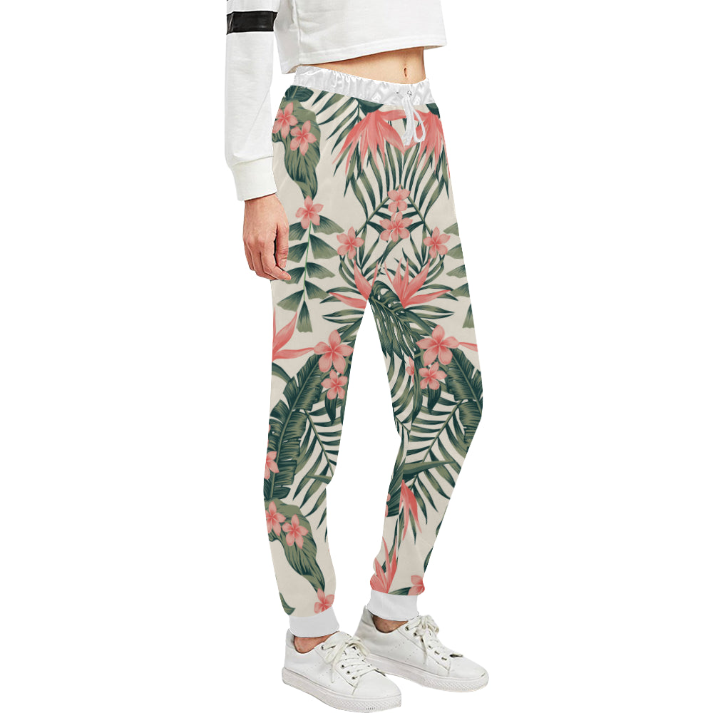 Tropical Flower Palm Leaves Unisex Sweatpants