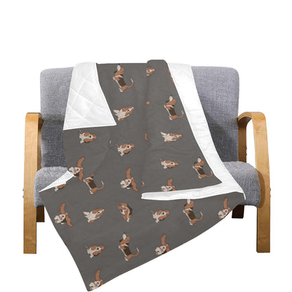 Basset Hound Pattern Print Design 03 Premium Quilt