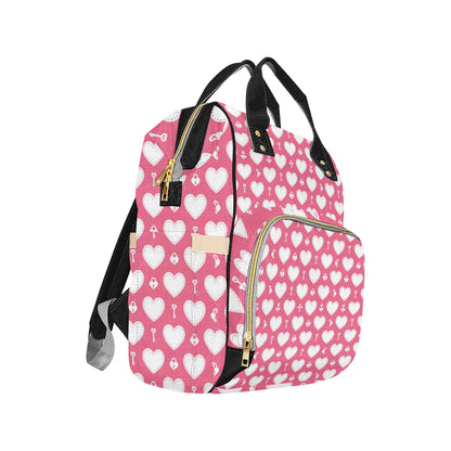 Heart Key Pattern Print Design HE09 Diaper Bag Backpack