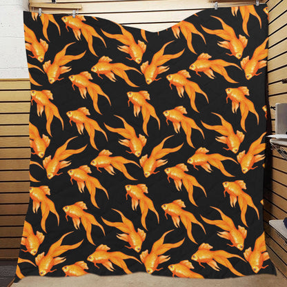 Goldfish Pattern Print Design 03 Premium Quilt
