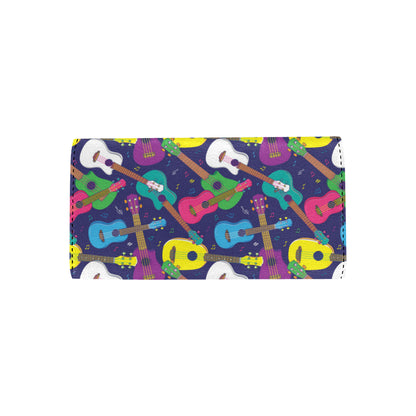 Ukulele Pattern Print Design 02 Women's Trifold Wallet