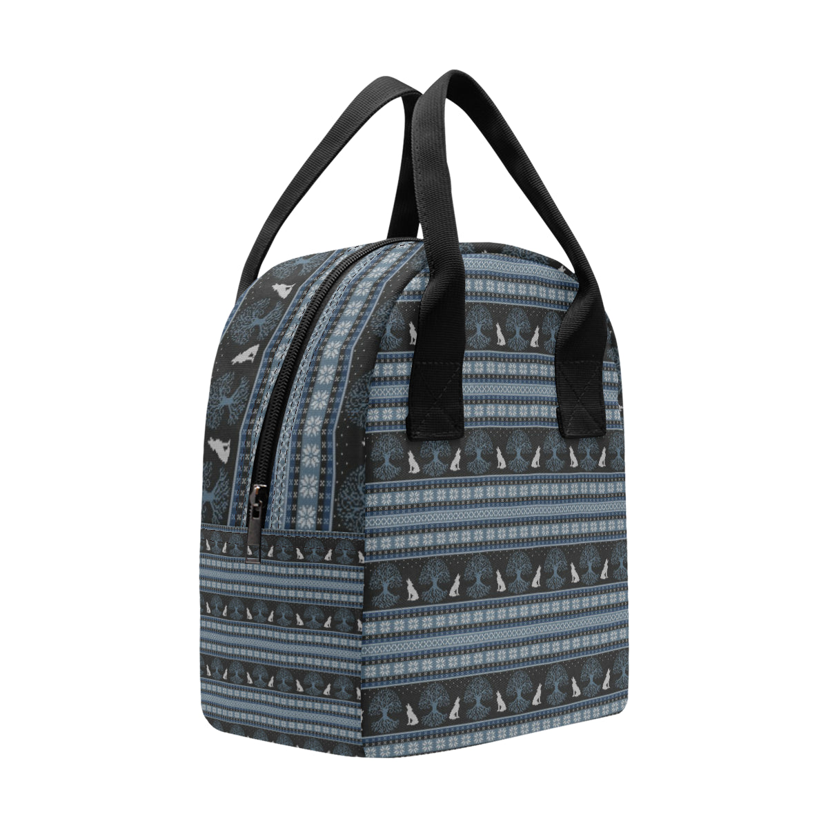 Wolf Tree of Life Knit Design Print Insulated Lunch Bag