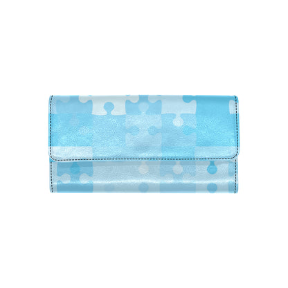 Puzzle Blue Pattern Print Design A04 Women's Trifold Wallet