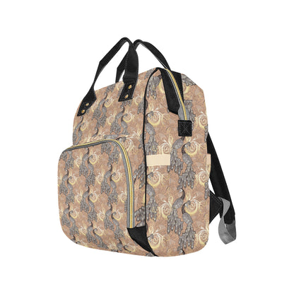 Peacock Pattern Print Design A05 Diaper Bag Backpack