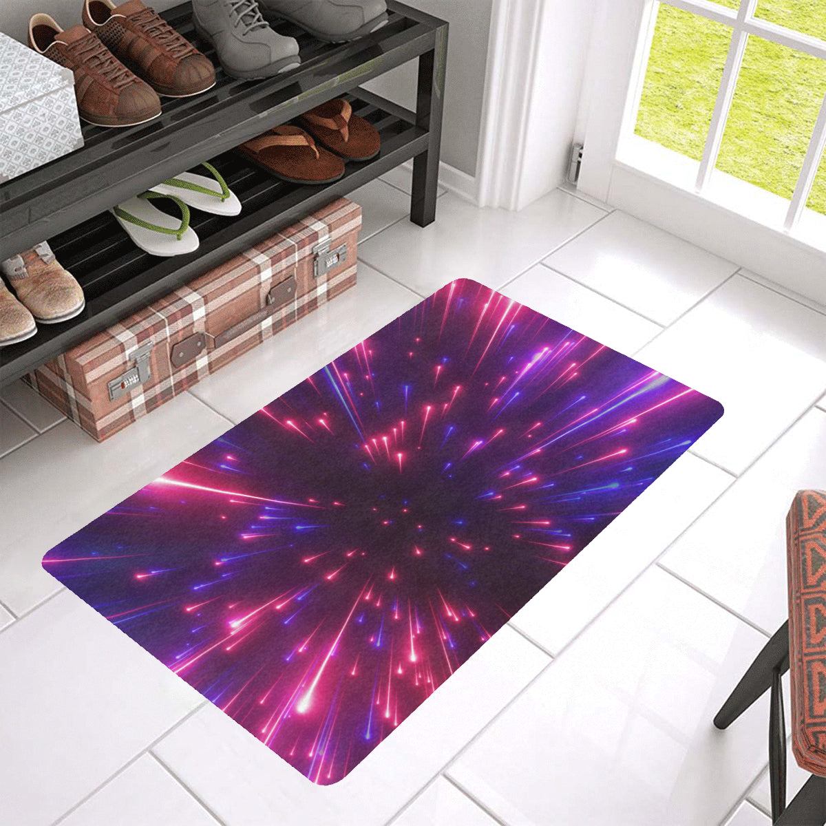 Celestial Purple Blue Neon Speed Light Rubber Doormat