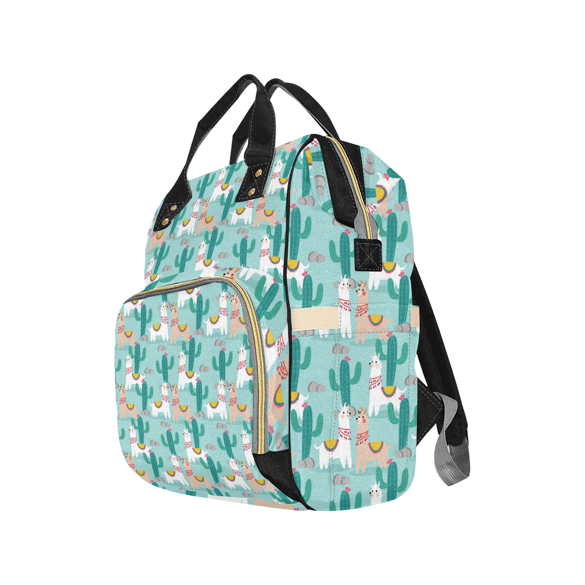 Llama Cactus Pattern Print Design 08 Diaper Bag Backpack