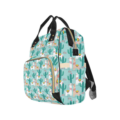 Llama Cactus Pattern Print Design 08 Diaper Bag Backpack