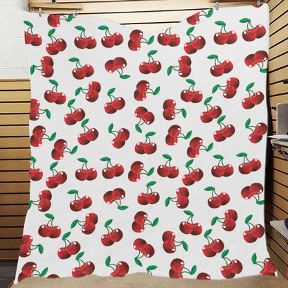 Cherry Pattern Print Design 01 Premium Quilt