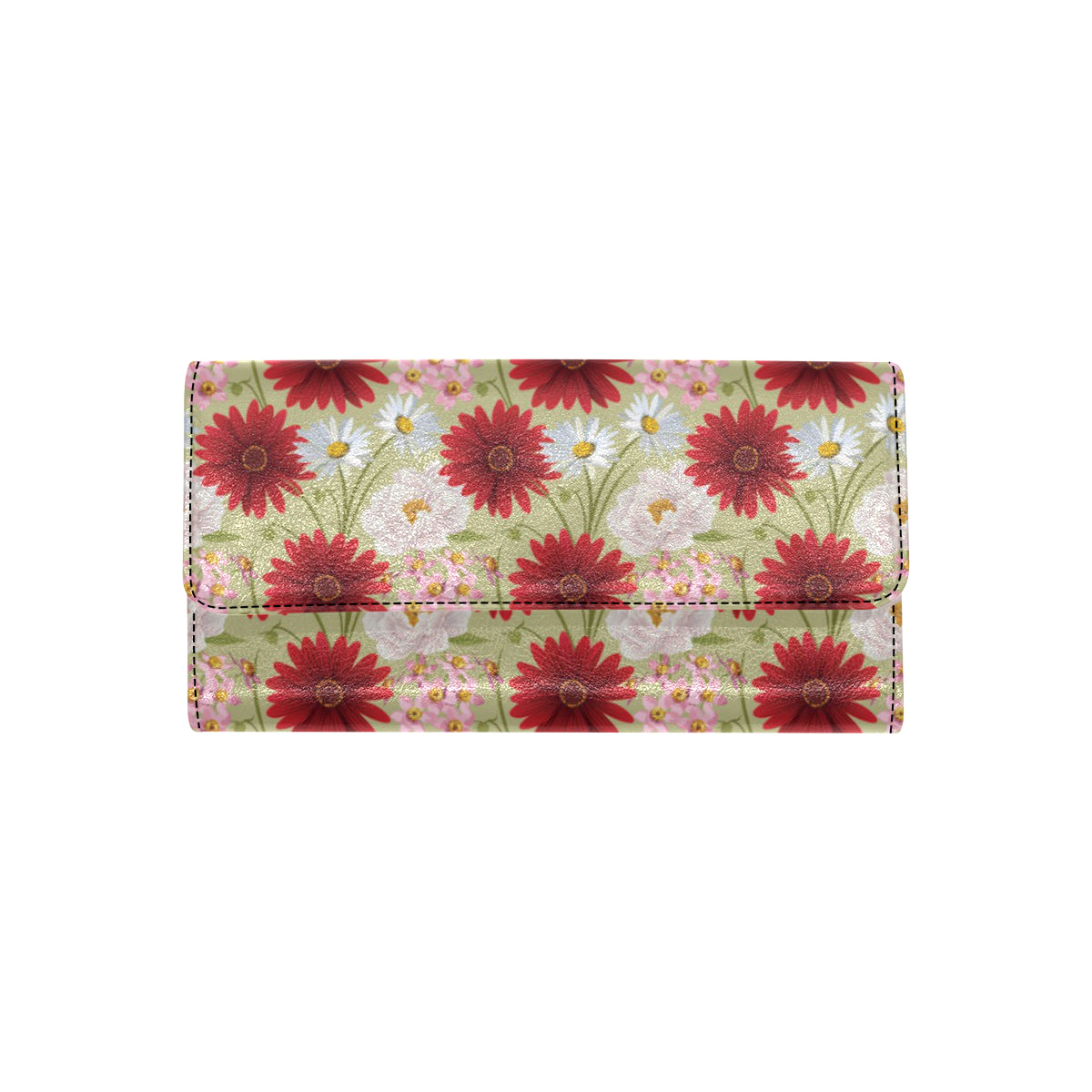 Gerberas Pattern Print Design GB07 Women's Trifold Wallet