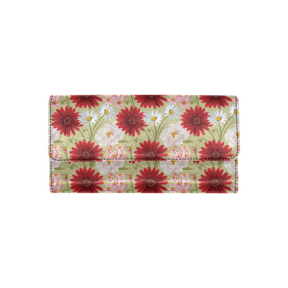 Gerberas Pattern Print Design GB07 Women's Trifold Wallet