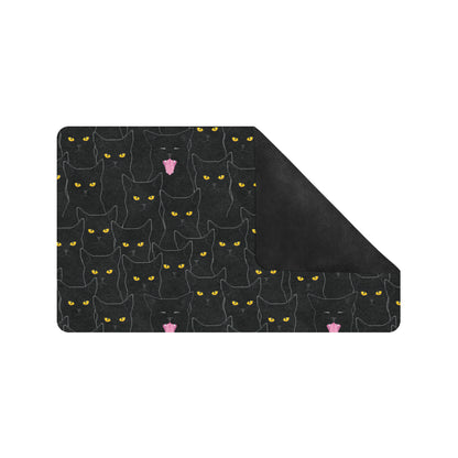 Black Cat Yellow Eyes Print Pattern Rubber Doormat