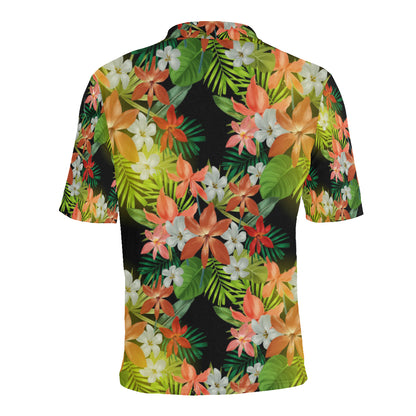 Amaryllis Pattern Print Design AL07 Men Polo Shirt