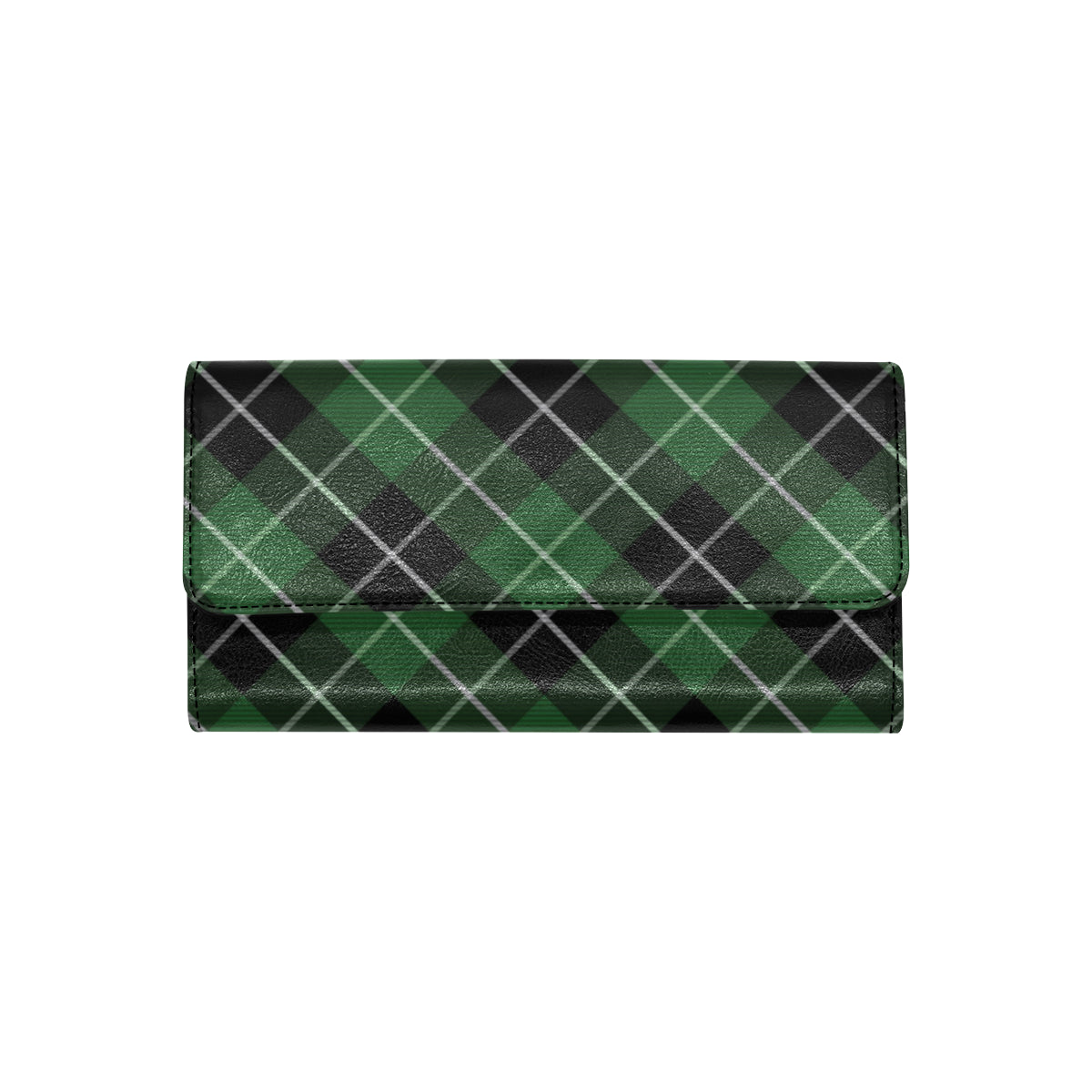 Plaid Green Pattern Print Design A05 Women's Trifold Wallet