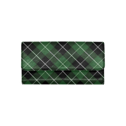 Plaid Green Pattern Print Design A05 Women's Trifold Wallet