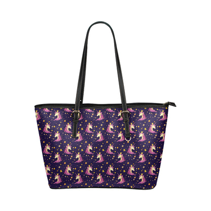 Unicorn Princess Star Sparkle Leather Tote Bag
