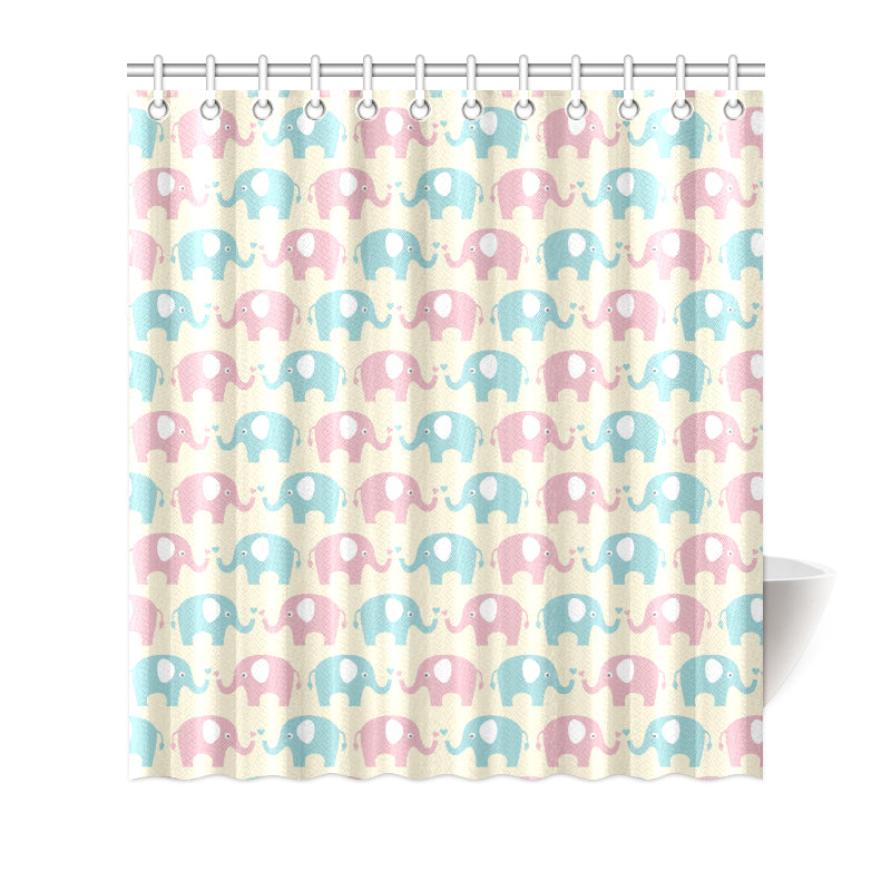 Elephant Baby Pastel Print Pattern Shower Curtain