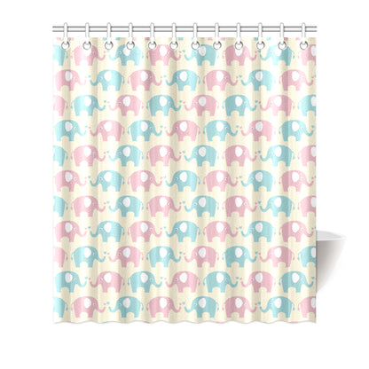 Elephant Baby Pastel Print Pattern Shower Curtain