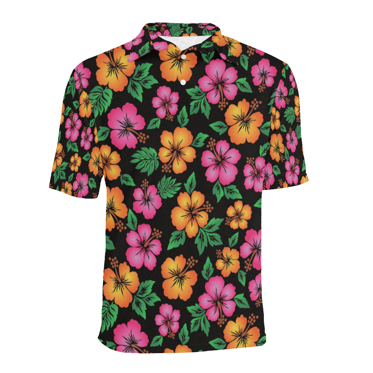 Hibiscus Pattern Print Design HB029 Men Polo Shirt