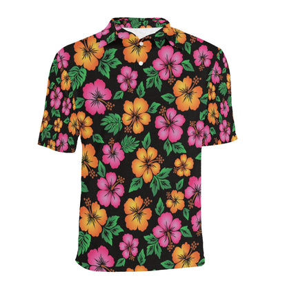 Hibiscus Pattern Print Design HB029 Men Polo Shirt