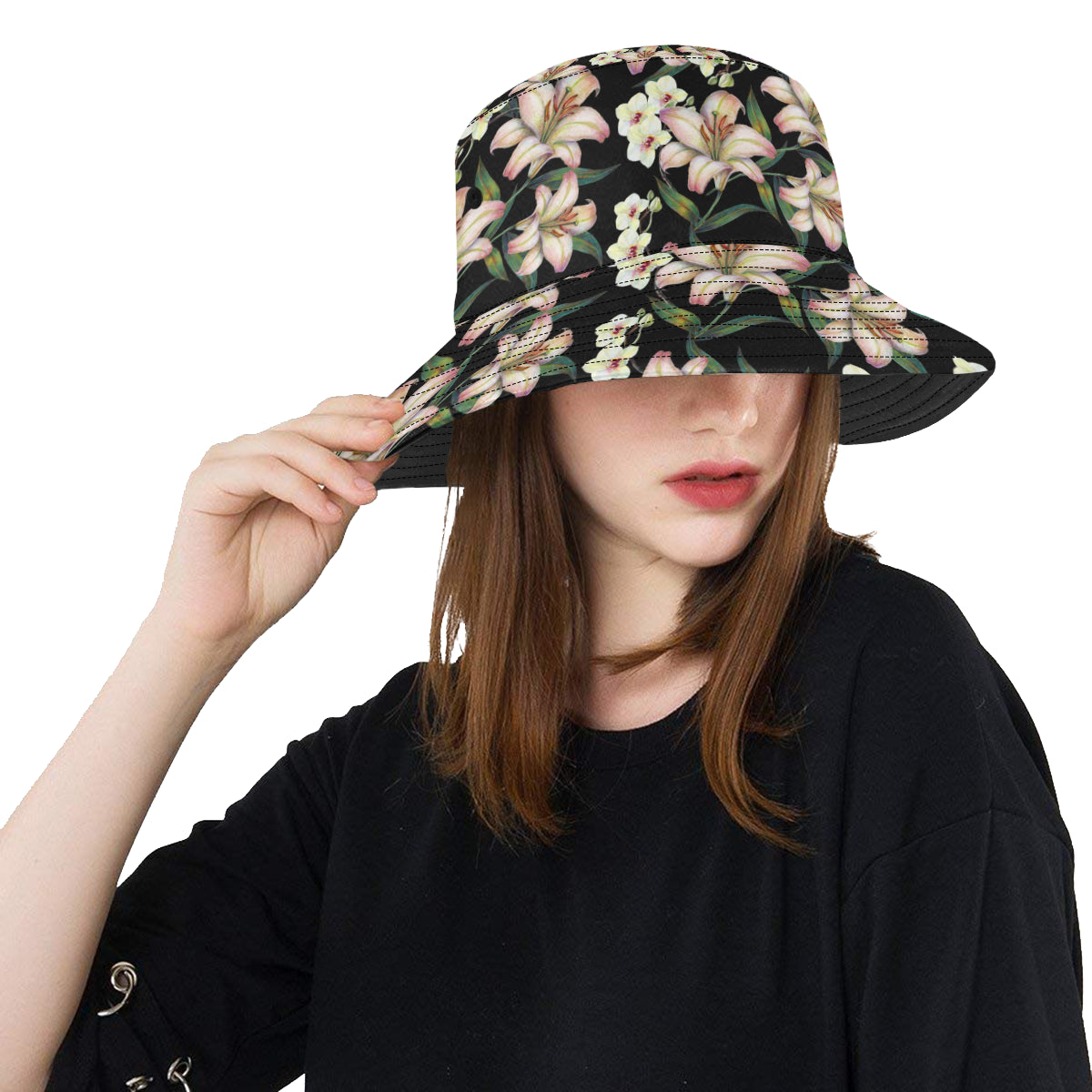 Lily Pattern Print Design LY03 Unisex Bucket Hat