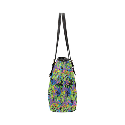 Psychedelic Trippy Mushroom Themed Leather Tote Bag