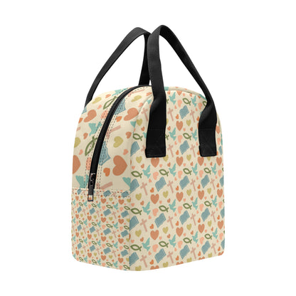 Christian Symbol Pattern Insulated Lunch Bag