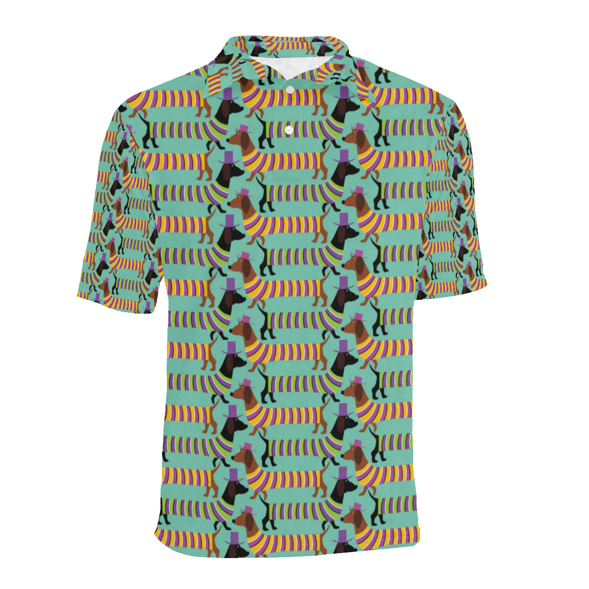 Dachshund Pattern Print Design 05 Men Polo Shirt