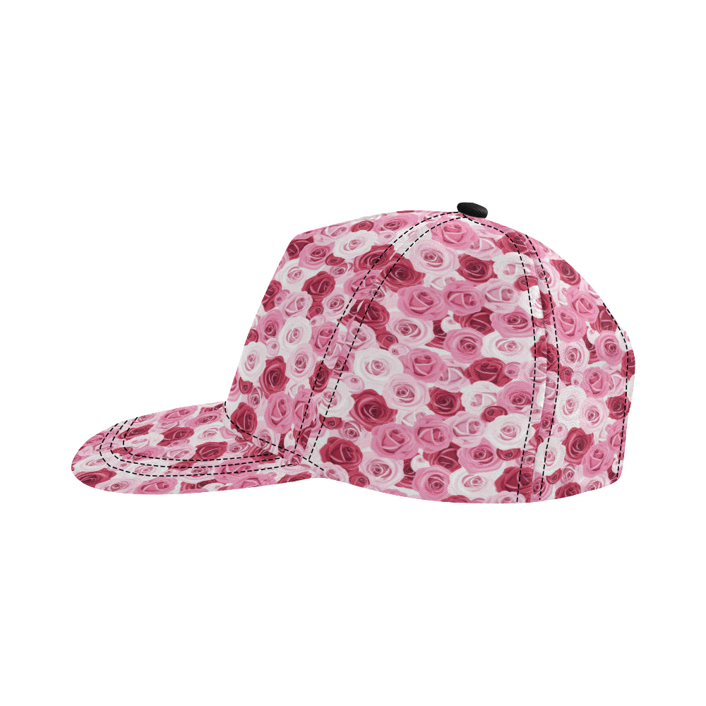 Pink Red Rose Pattern Print Snapback Cap