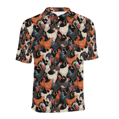 Chicken Print Pattern Men Polo Shirt