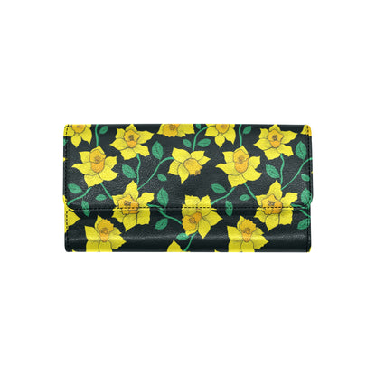 Daffodils Pattern Print Design DF03 Women's Trifold Wallet