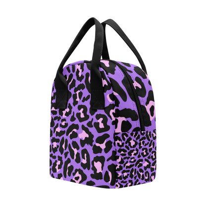 Cheetah Purple Neon Print Pattern Insulated Lunch Bag