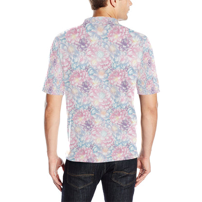 Dahlia Pattern Print Design 01 Men Polo Shirt