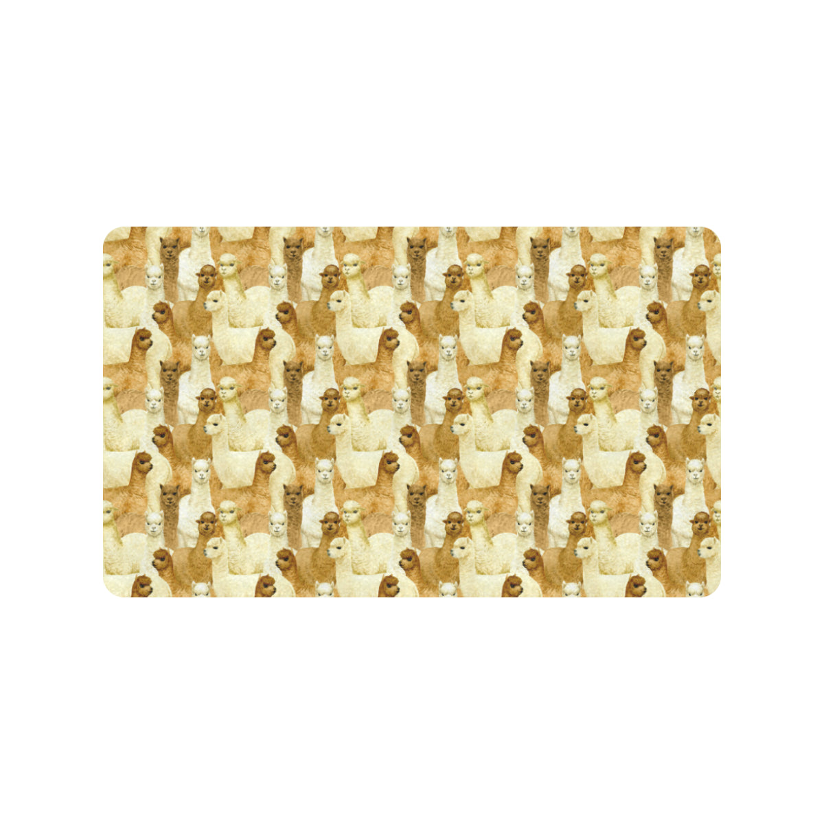 Alpaca Watercolor Design Themed Print Rubber Doormat