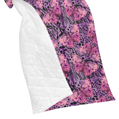 Purple Butterfly Leopard Premium Quilt