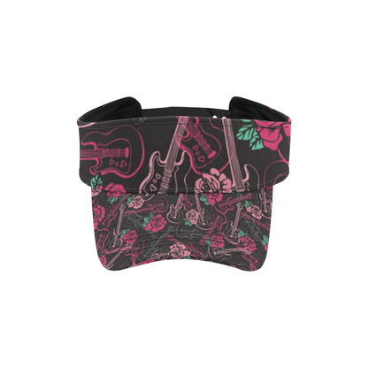 Bass Guitar Pink Rose Pattern Print Design 01 Unisex Sun Visor