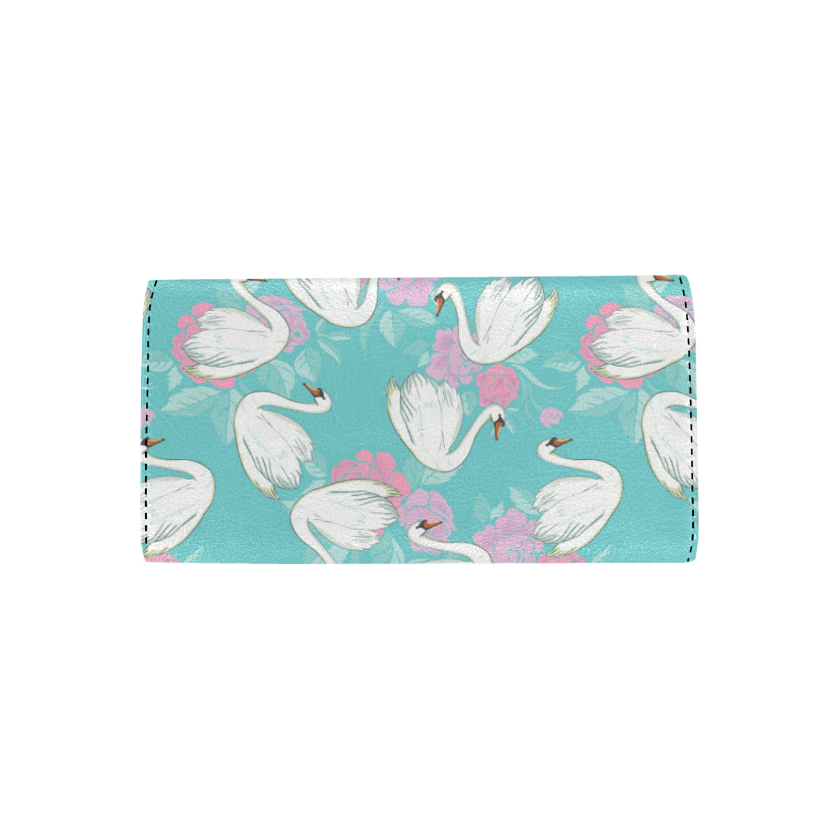 Swan Pattern Print Design 03 Women's Trifold Wallet