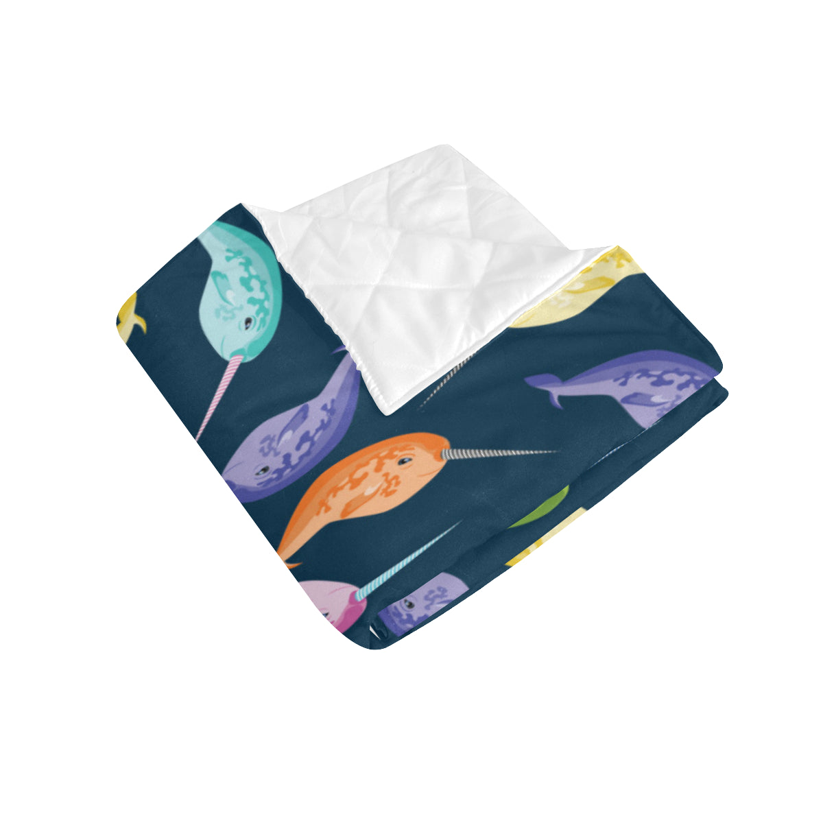 Narwhal Colorful Pattern Print Design 03 Premium Quilt