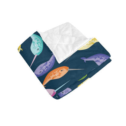 Narwhal Colorful Pattern Print Design 03 Premium Quilt