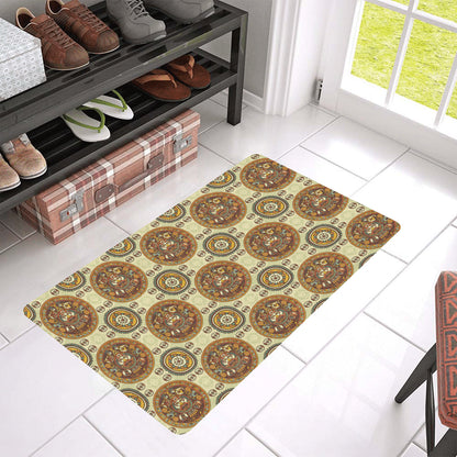 Calendar Aztec Themed Print Pattern Rubber Doormat