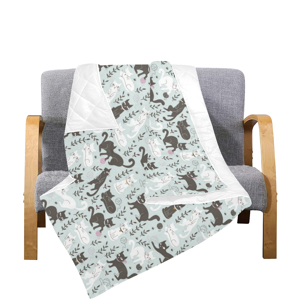 Cat Pattern Print Design 08 Premium Quilt