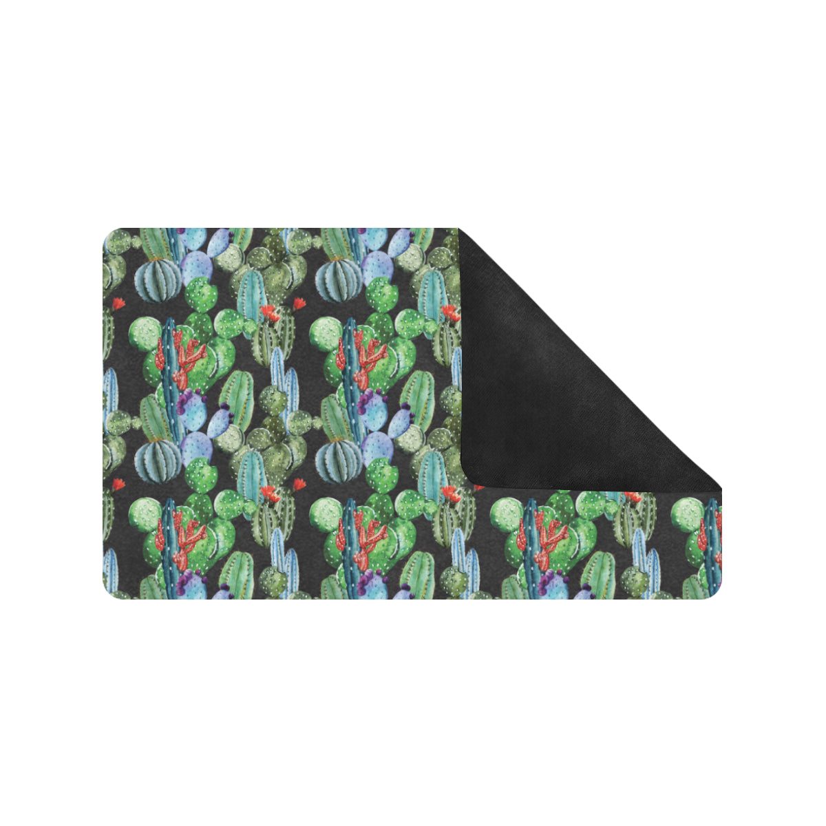 Cactus Watercolor Style Print Rubber Doormat
