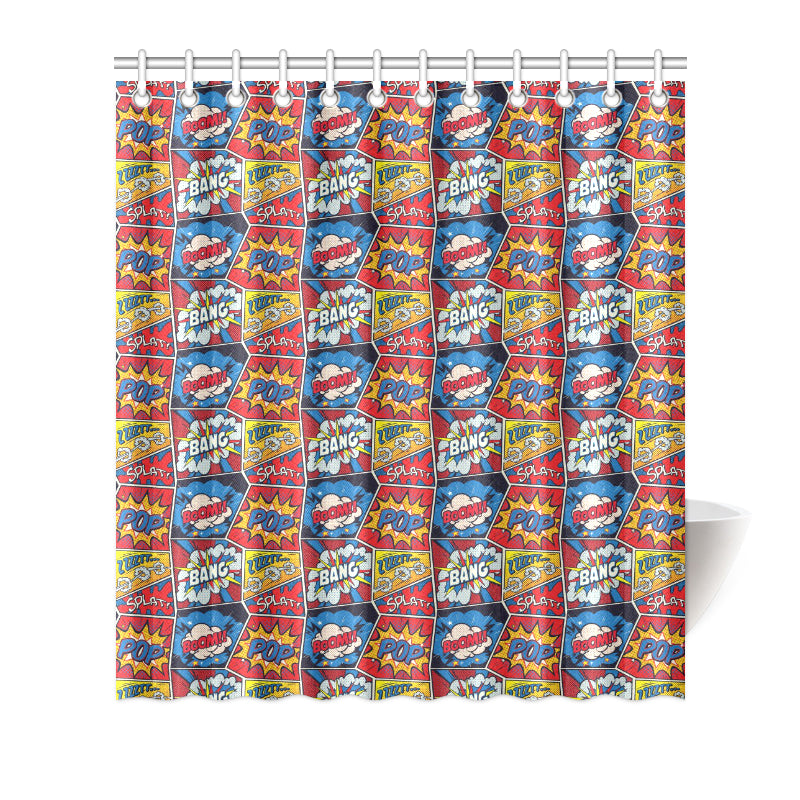Comic Book Pattern Print Design 03 Shower Curtain