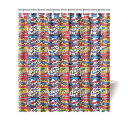Comic Book Pattern Print Design 03 Shower Curtain