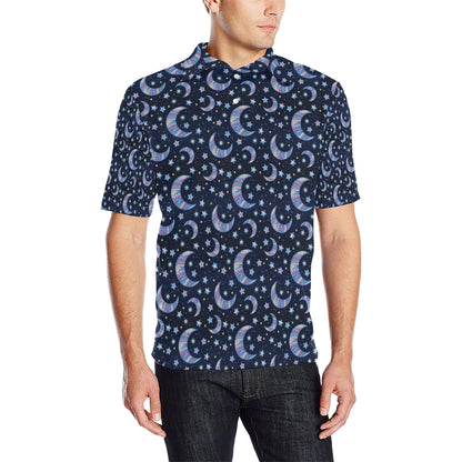 Celestial Moon Pattern Print Design 03 Men Polo Shirt