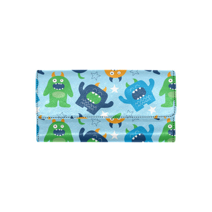 Monster Cartoon Pattern Print Design 04 Women's Trifold Wallet