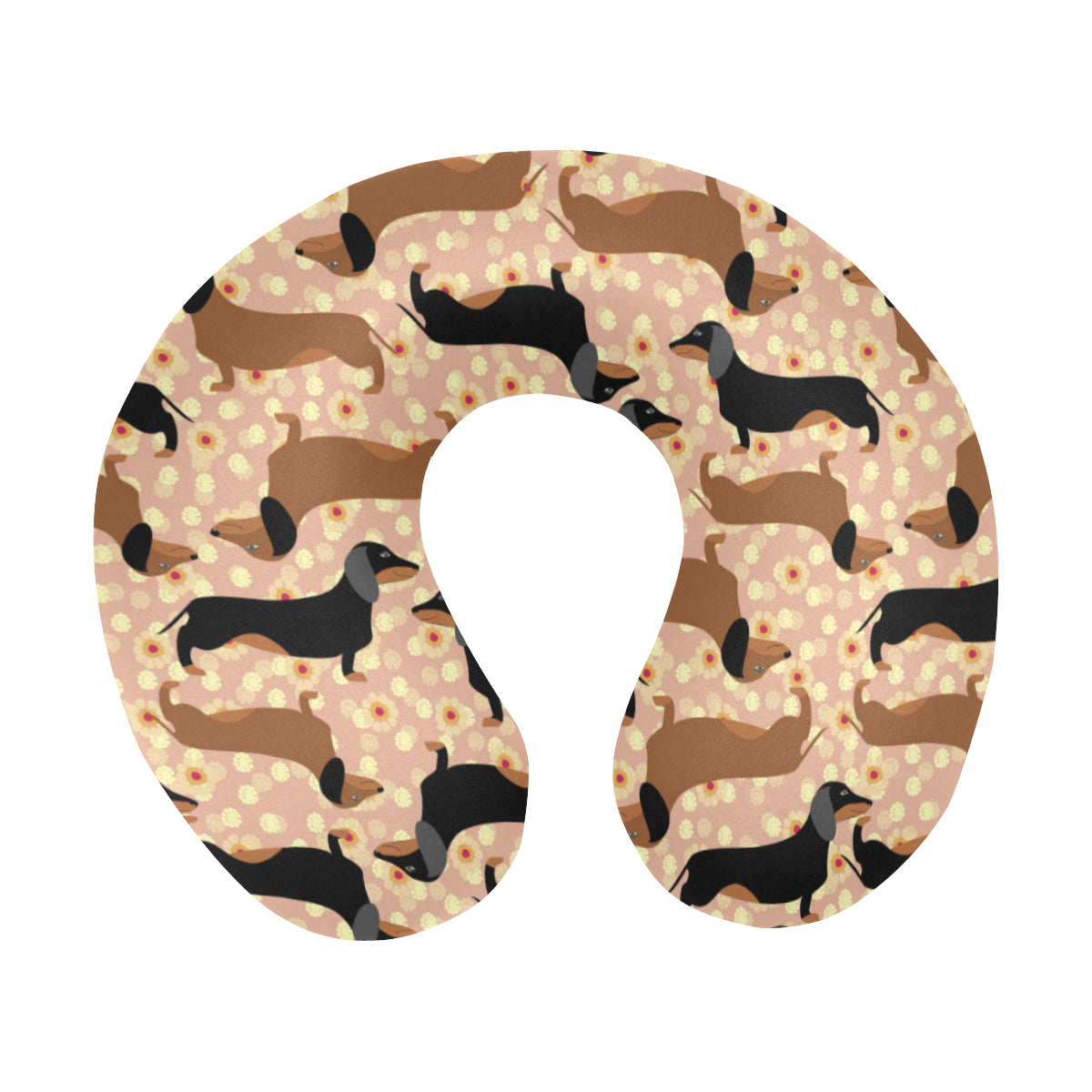 Dachshund Pattern Print Design 011 U-Shaped Travel Neck Pillow
