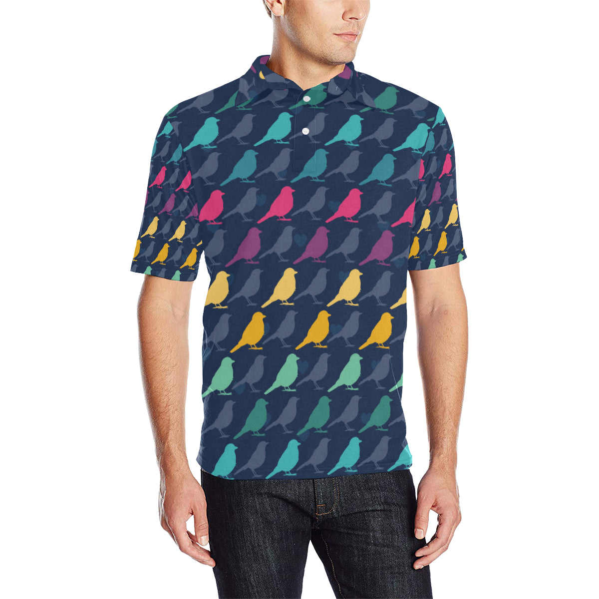 Birds Pattern Print Design 01 Men Polo Shirt