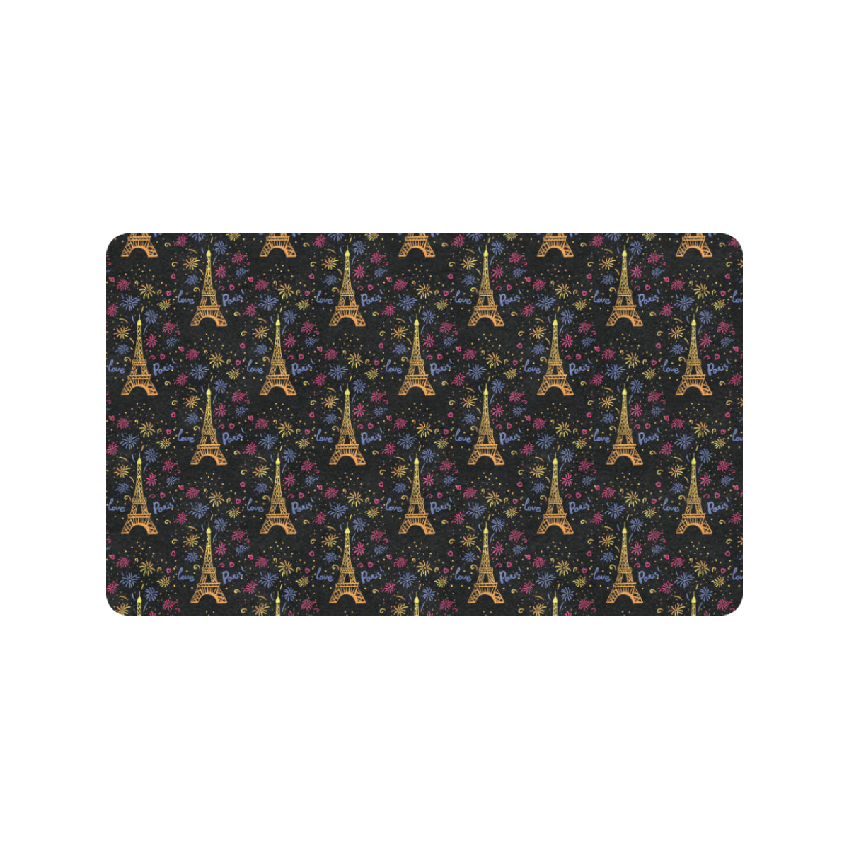 Eiffel Tower Love Paris Print Rubber Doormat