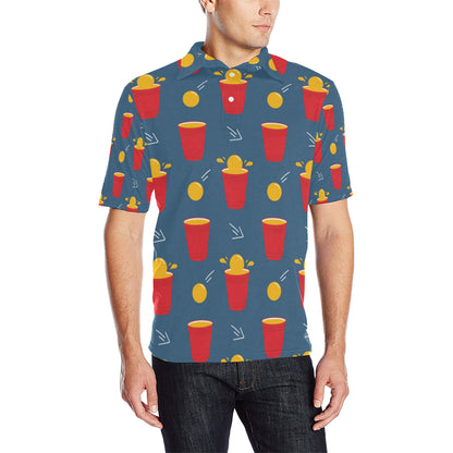 Beer Pong Pattern Print Design 02 Men Polo Shirt