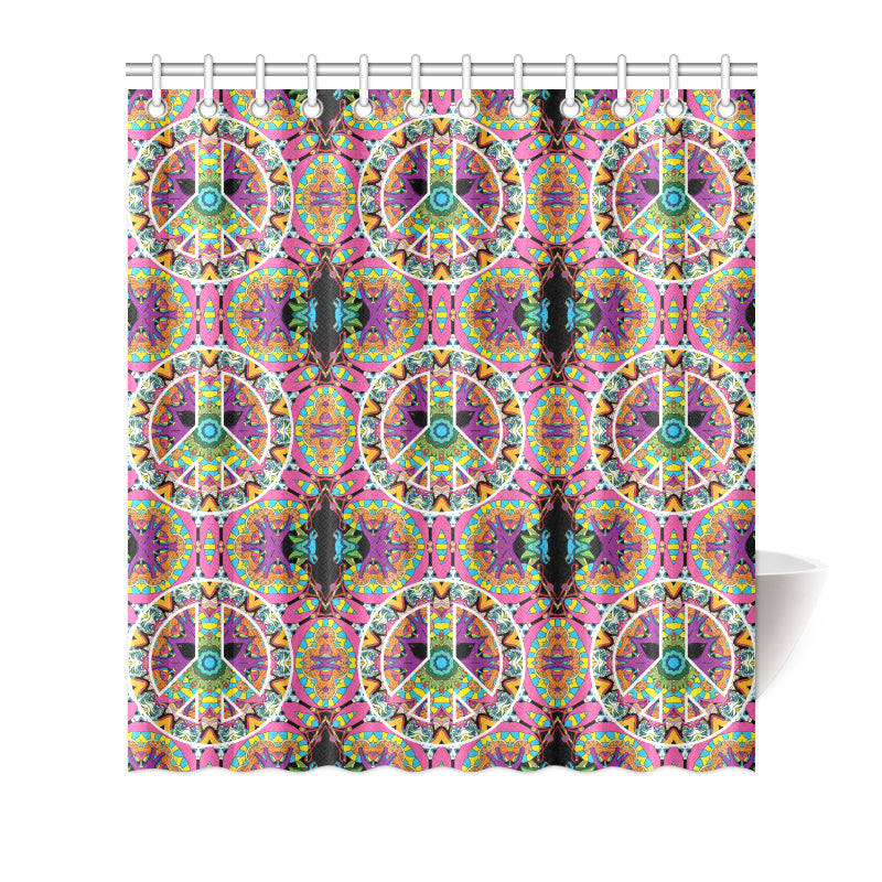 Peace Sign Pattern Print Design A03 Shower Curtain